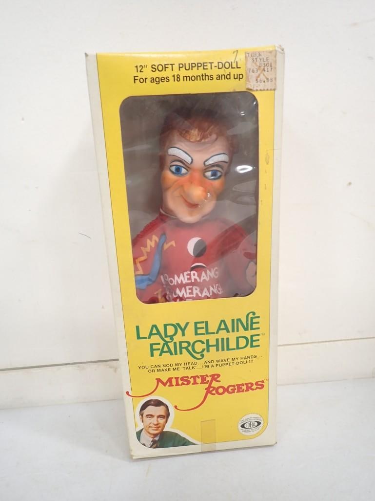 Vtg 1977 Mister Rogers Lady Elaine Fairchilde 12" Soft Puppet Doll by Ideal in Original Box (1 of 6)