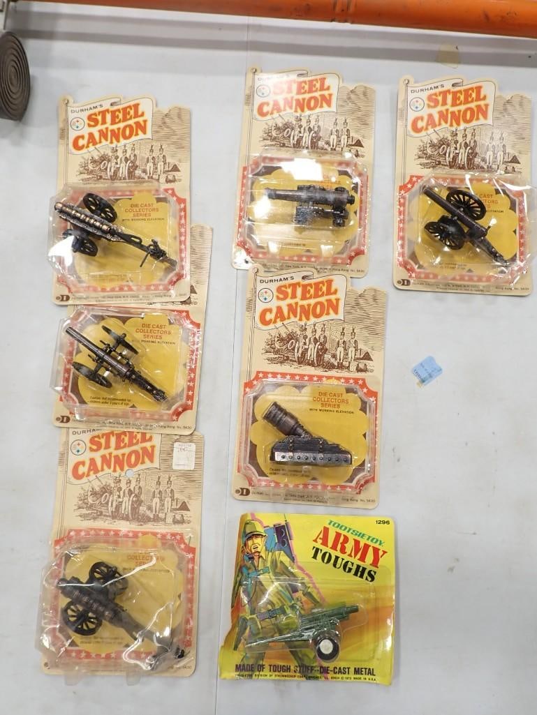7 Vintage Die Cast Toy Cannons incl Tootsietoy and Durham's NOS New Old Stock: Lot of 7 Vintage Die Cast Toy Cannons incl Tootsietoy and Durham's NOS New Old Stock