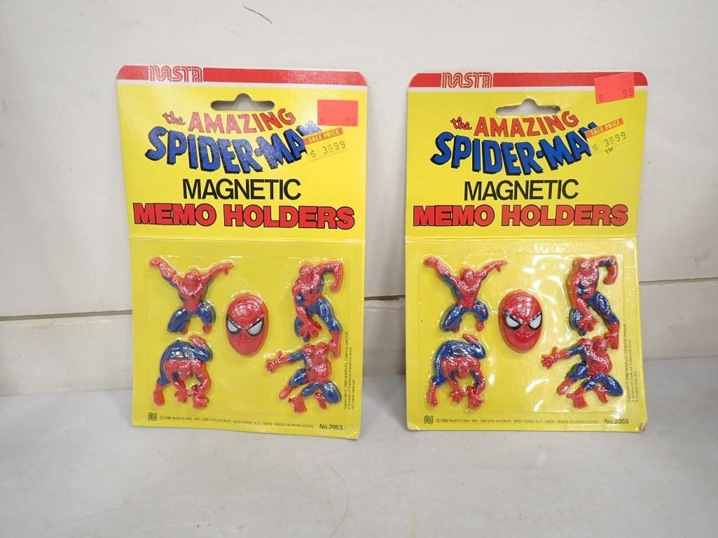 Vtg 1980 The Amazing Spider-Man Magnetic Memo Holders 2 Packs NOS New Old Stock (1 of 3)
