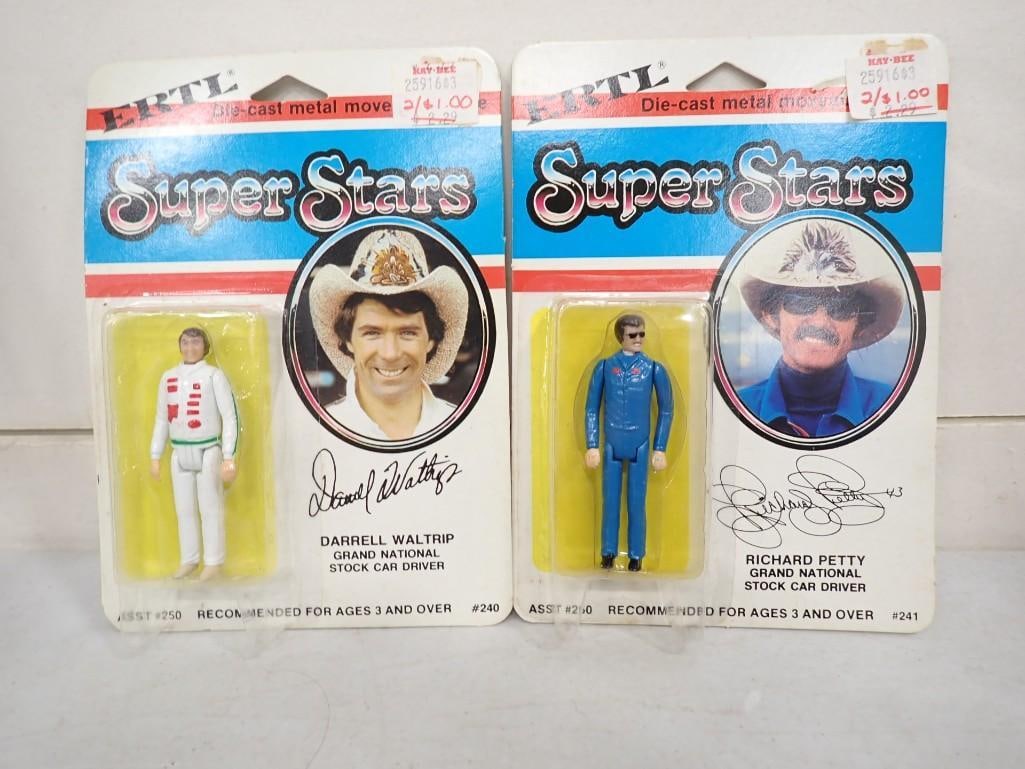 2 Vintage Ertl Super Stars Nascar Figures NOS New Old Stock incl Darrell Waltrip and Richard Petty (1 of 3)