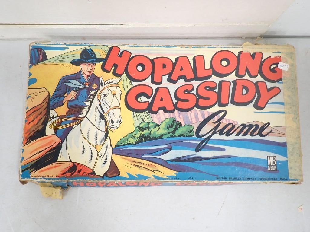 Vintage Hopalong Cassidy Game: Vintage Hopalong Cassidy Board Game Condition: not checked for completeness. Includes everything shown. Box has some damage and tape