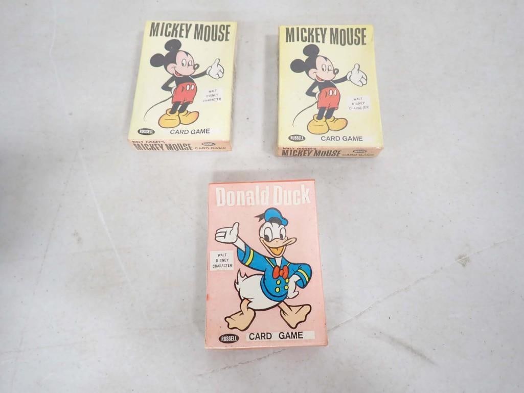 3 Vintage Walt Disney Card Games incl 2 Mickey Mouse and 1 Donald Duck by Russel NOS New Old Stock (1 of 5)