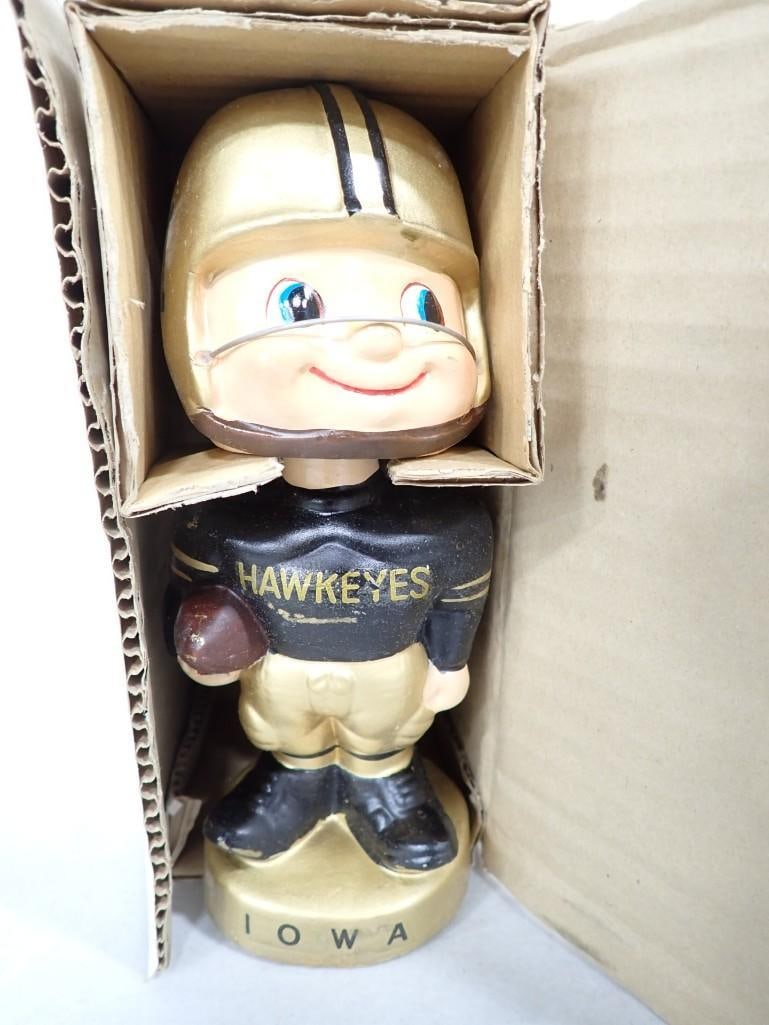 Vtg 1960s Iowa Hawkeyes Your Favorite Football Team Bobblehead in Original Box (1 of 8)