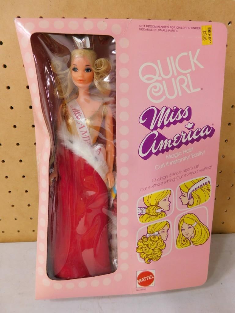 Vtg 1972 Quick Curl Miss America Barbie NOS New Old Stock with Lightly Crushed Box: Vintage 1972 Quick Curl Miss America Barbie NOS New Old Stock with Lightly Crushed Box