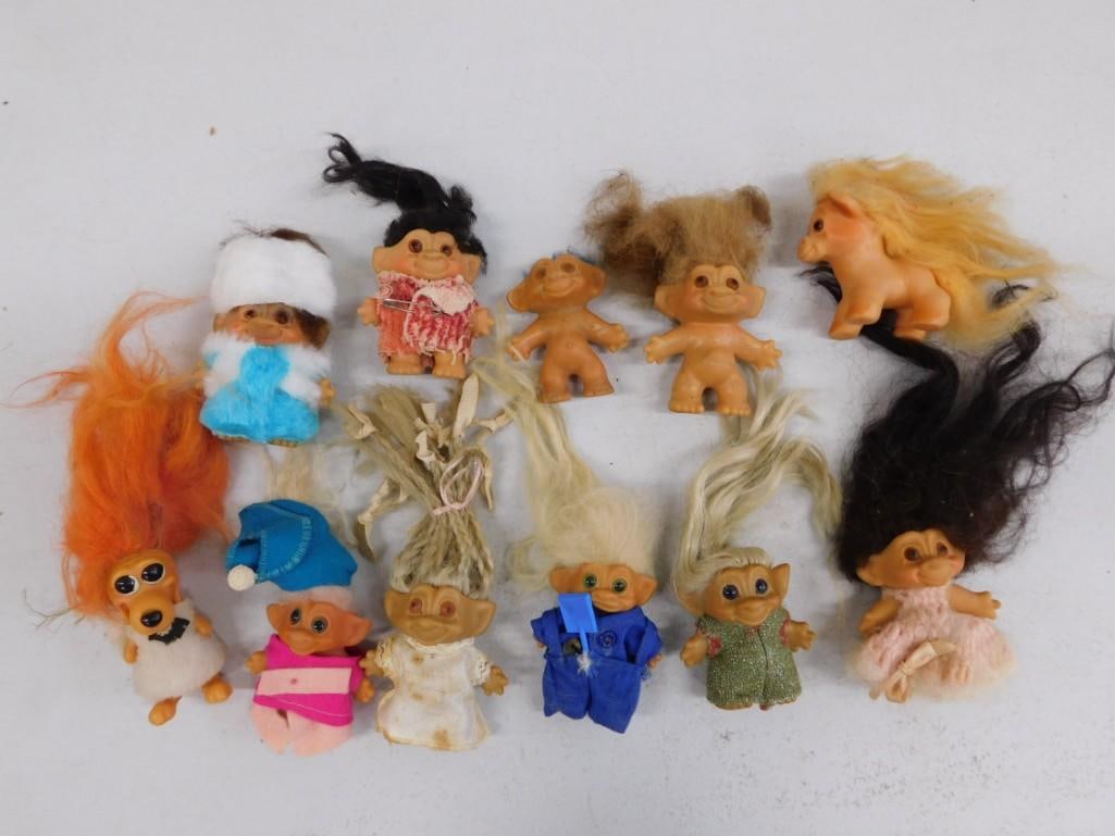 Vtg 1960s Trolls Lot w/ Mohair Hair, Glass Eyes .  Vtg Dam Pony Troll Lot (1 of 9)