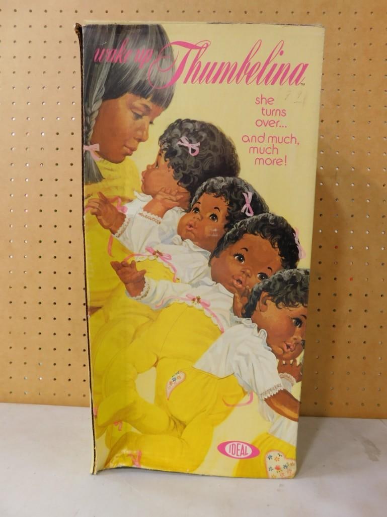 Vtg 1976 Ideal African American Wake Up Thumbelina Doll NOS New Old Stock (1 of 9)