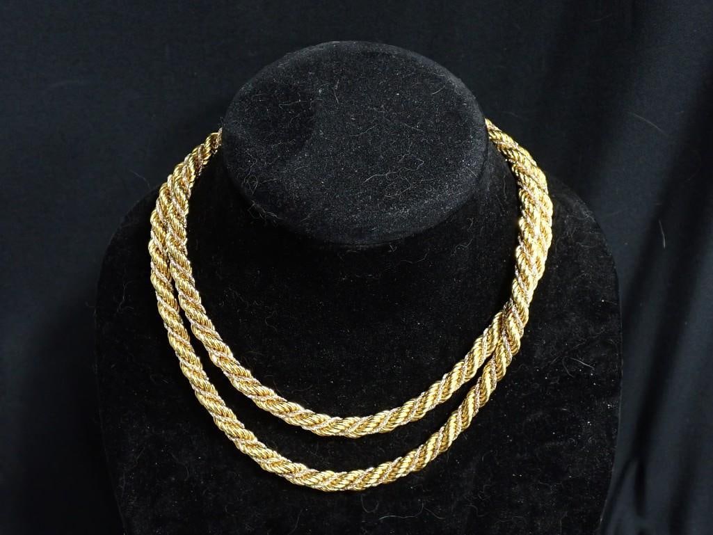 Gold Tone Twisted Rope Necklace Large and Heavy (1 of 7)
