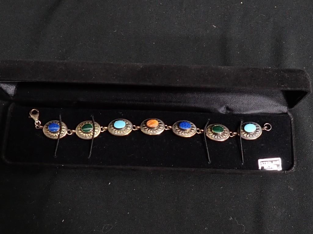 Sterling Silver and Semi Precious Stones Bracelet: Sterling Silver and Semi Precious Stones Bracelet
