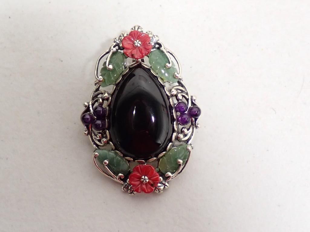 Sterling Silver and Semi Precious Stones Pendant: Sterling Silver and Semi Precious Stones Pendant