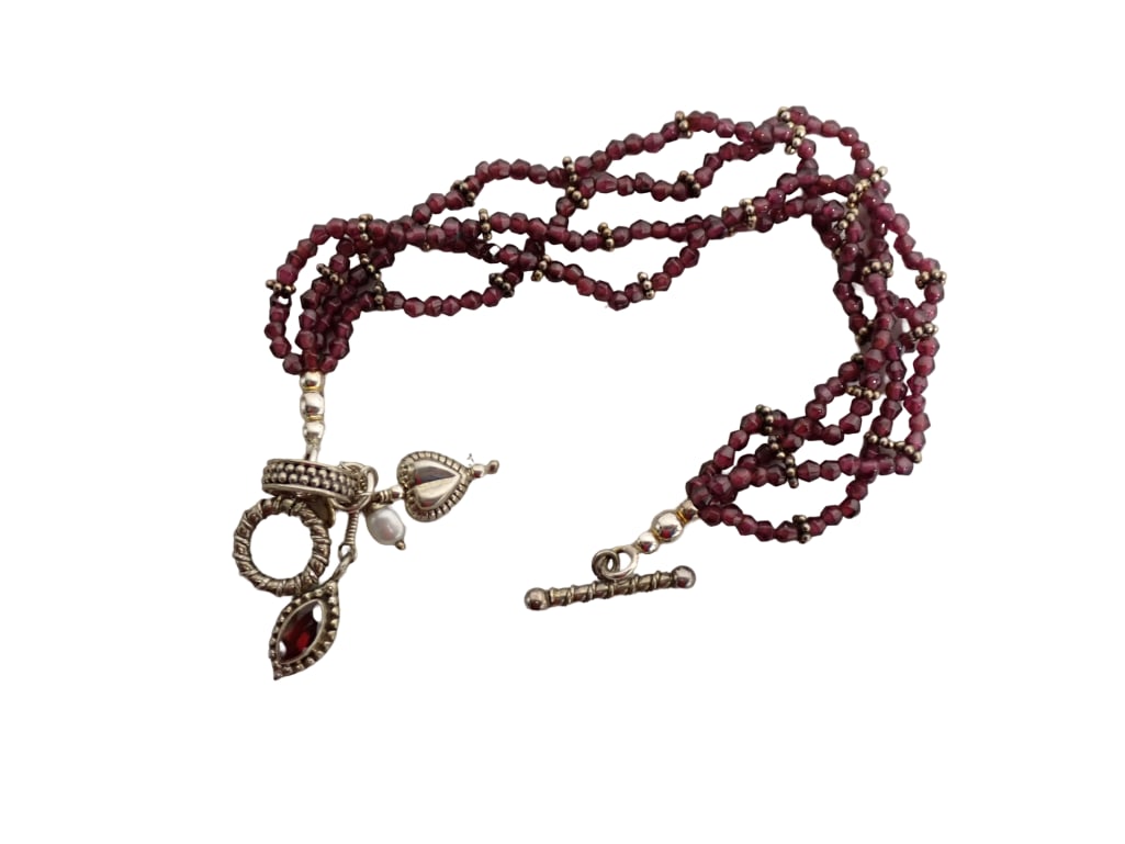 Sterling Silver Bracelet with Semi Precious Stones: Sterling Silver Bracelet with Semi Precious Stones
