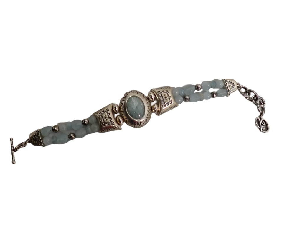 Sterling Silver Bracelet with Semi Precious Stones Southwest Style: Sterling Silver Bracelet with Semi Precious Stones Southwest Style