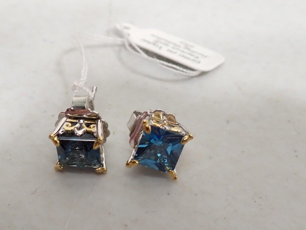 Blue Topaz and Sterling / Palladium Alloy Stud Earrings (1 of 11)