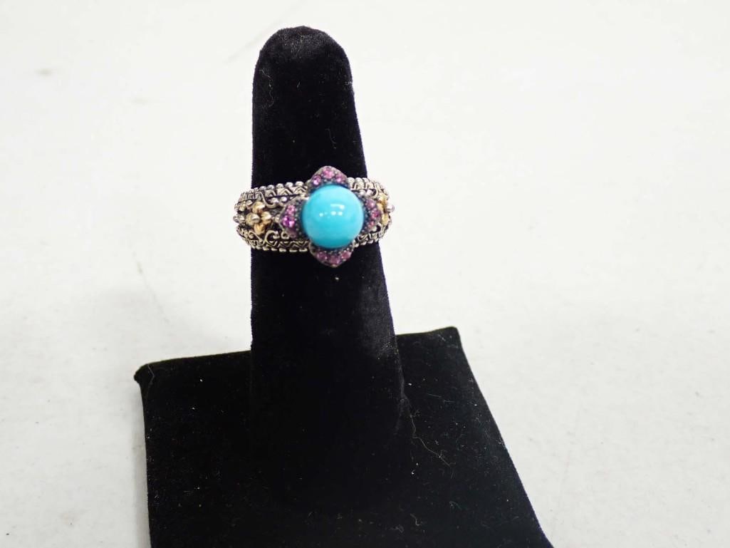 Barbara Bixby Sterling Silver and 18K Gold Ring with Box and Pouch (1 of 11)