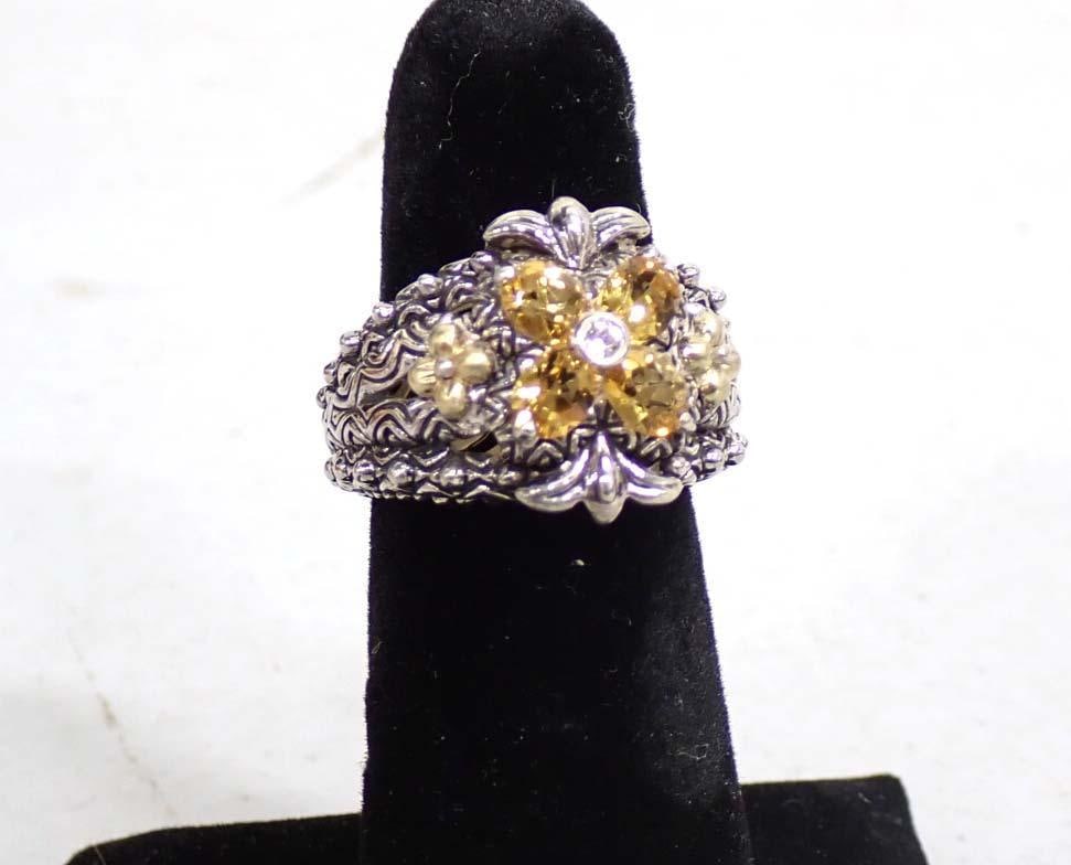Barbara Bixby Sterling Silver and 18K Gold Ring with Citrine Flower (1 of 8)
