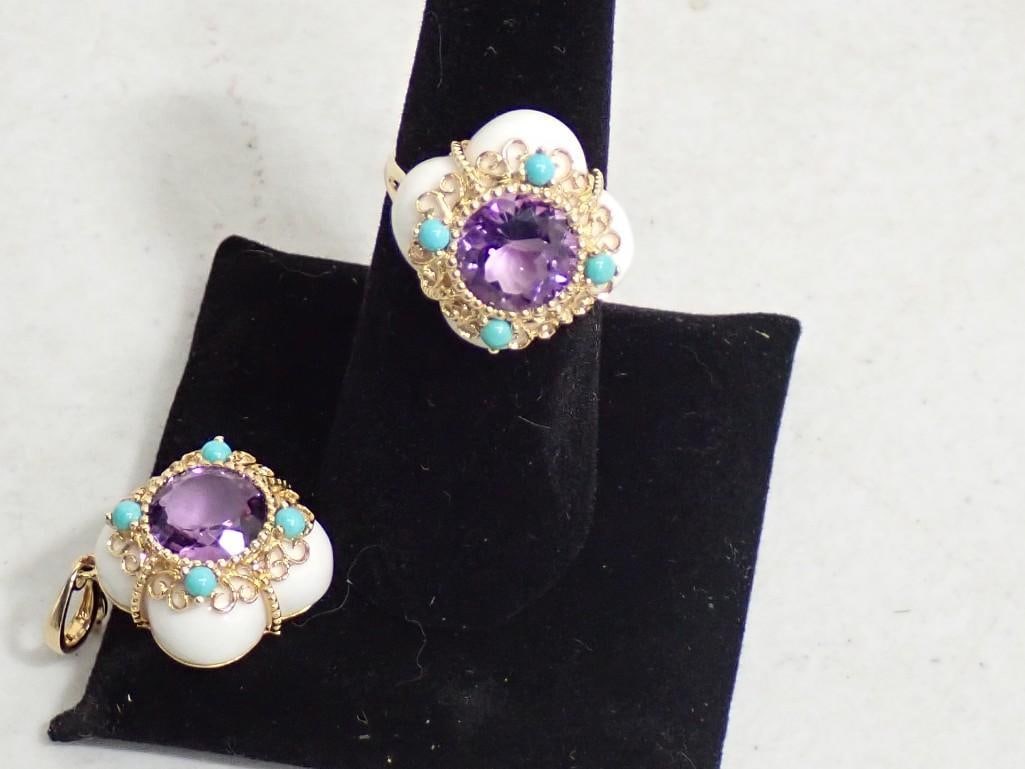 14K FP Ring and Pendant: Ring and Pendant marked 14K FP
