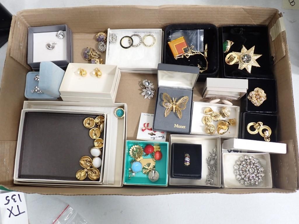 Costume Jewelry incl Vintage Monet Butterfly Brooch, Rhinestone Brooch, etc: Costume Jewelry incl Vintage Monet Butterfly Brooch, Rhinestone Brooch, etc