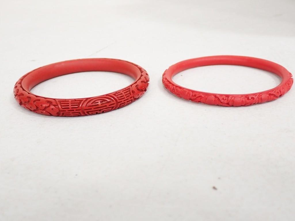 2 Cinnabar Bangle Bracelets (1 of 8)