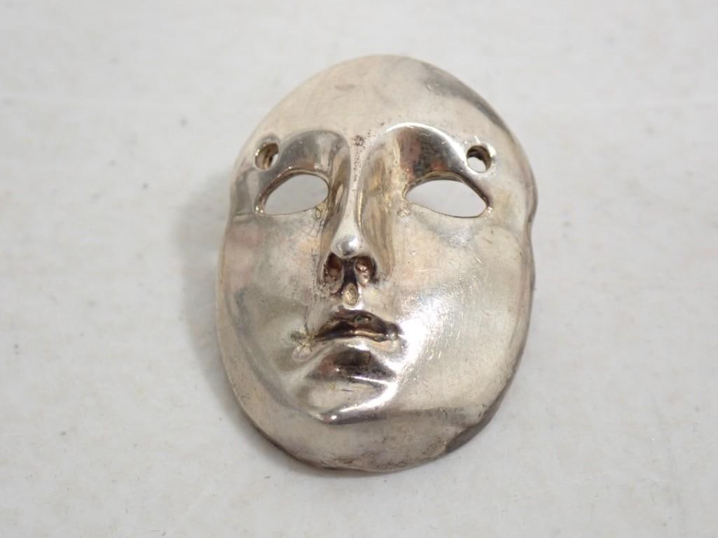 Sterling Silver Theater Mask Pin or Brooch (1 of 8)