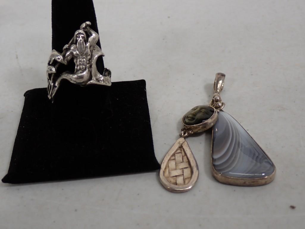 Sterling Silver Ring and Pendant with Semi Precious Stone: Sterling Silver Ring and Pendant with Semi Precious Stone