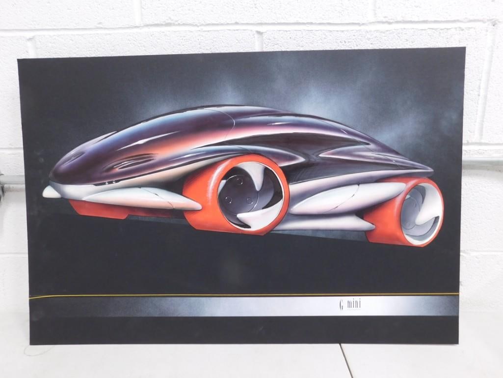 Grant Garrison Car Concept Original Art G Mini Mounted on 20" x 30" Tag Board: Grant Garrison Car Concept Original Art G Mini Mounted on 20" x 30" Tag Board