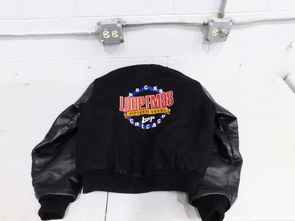Vintage Chicago Loop Radio Letterman Style Jacket Wool with Leather Sleeves Size XL (1 of 7)