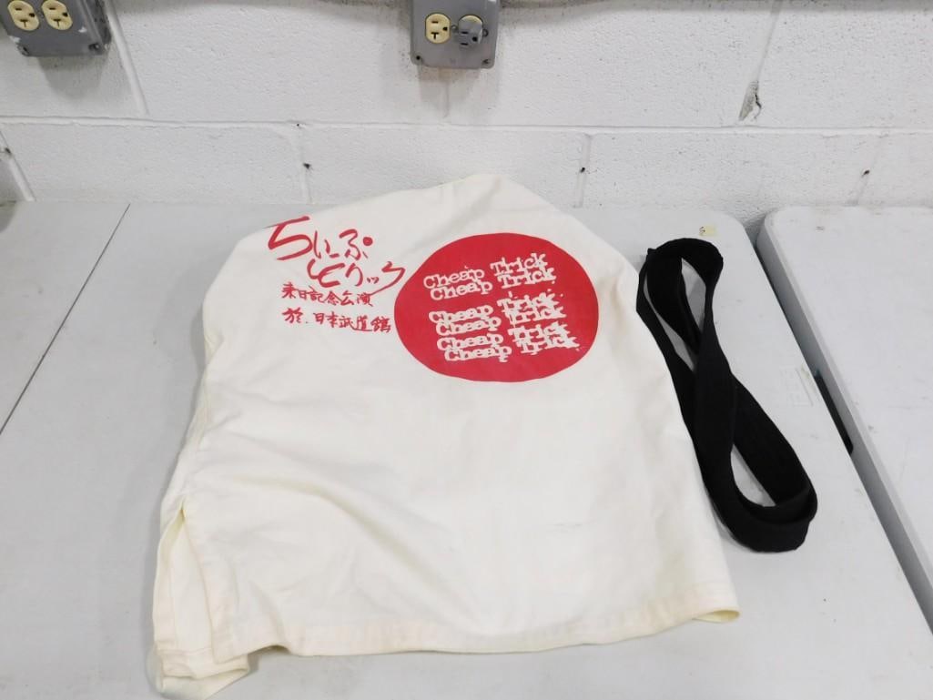 Rare Cheap Trick Martial Arts Shirt Promo Japan: Rare Japan Promo Chicagp Trick Martial Arts Shirt. Former radio DJ was given this promo with belt. Minor spots. Size medium