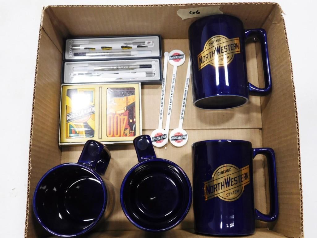 Chicago Northwestern Railroad Mugs, Card, Pens, Cocktail Stirrers (1 of 6)