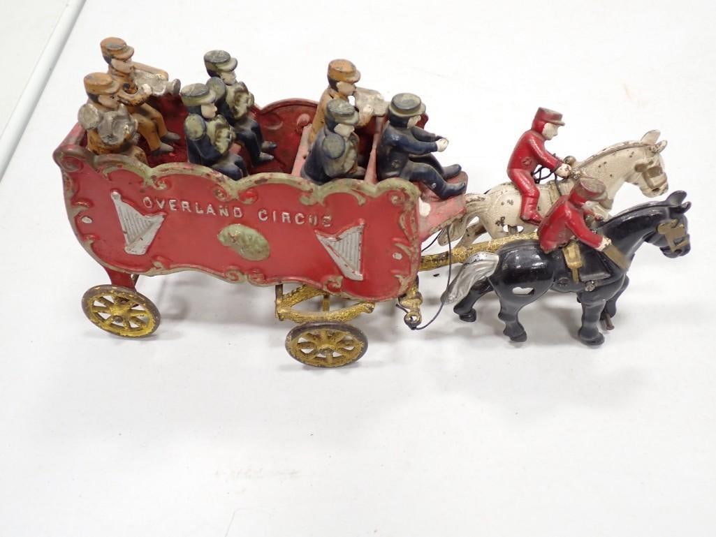 Antique Overland Circus Band Cast Iron Toy: Antique Overland Circus Band Cast Iron Toy. 1 rider is missing a leg. Appears to be original paint