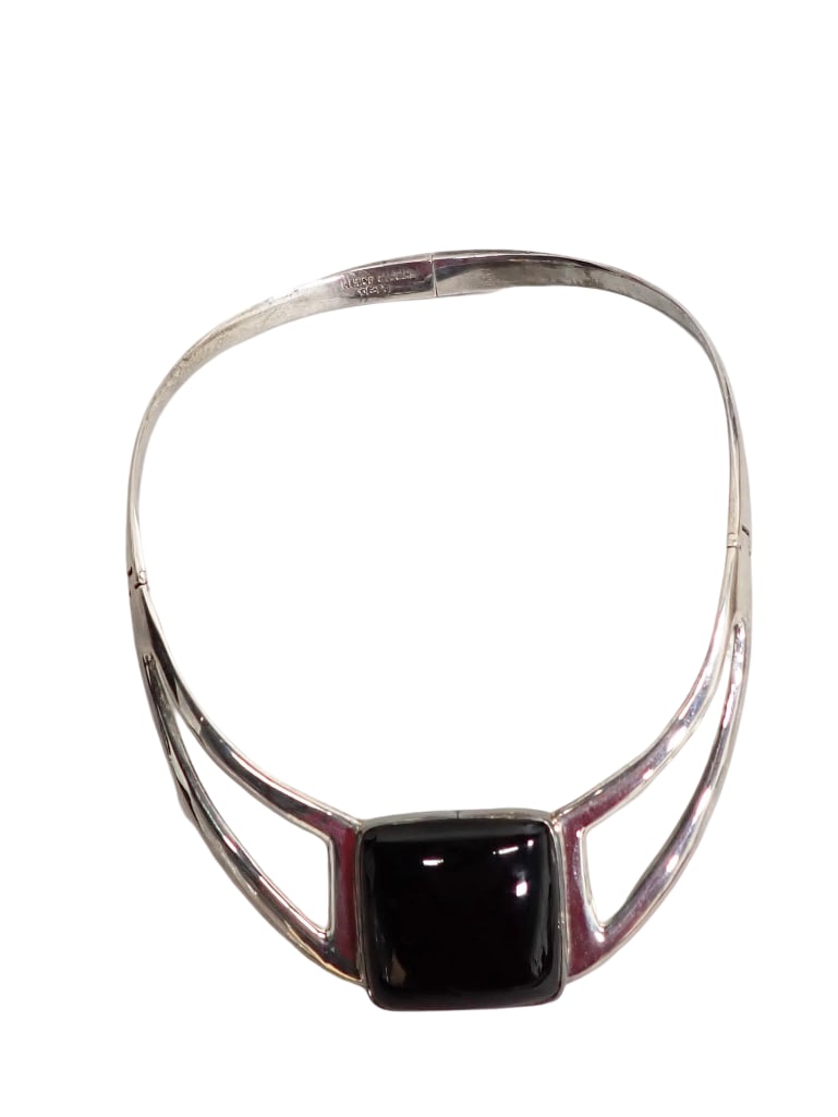 Sterling Silver and Onyx Choker Necklace tf-29 (1 of 5)