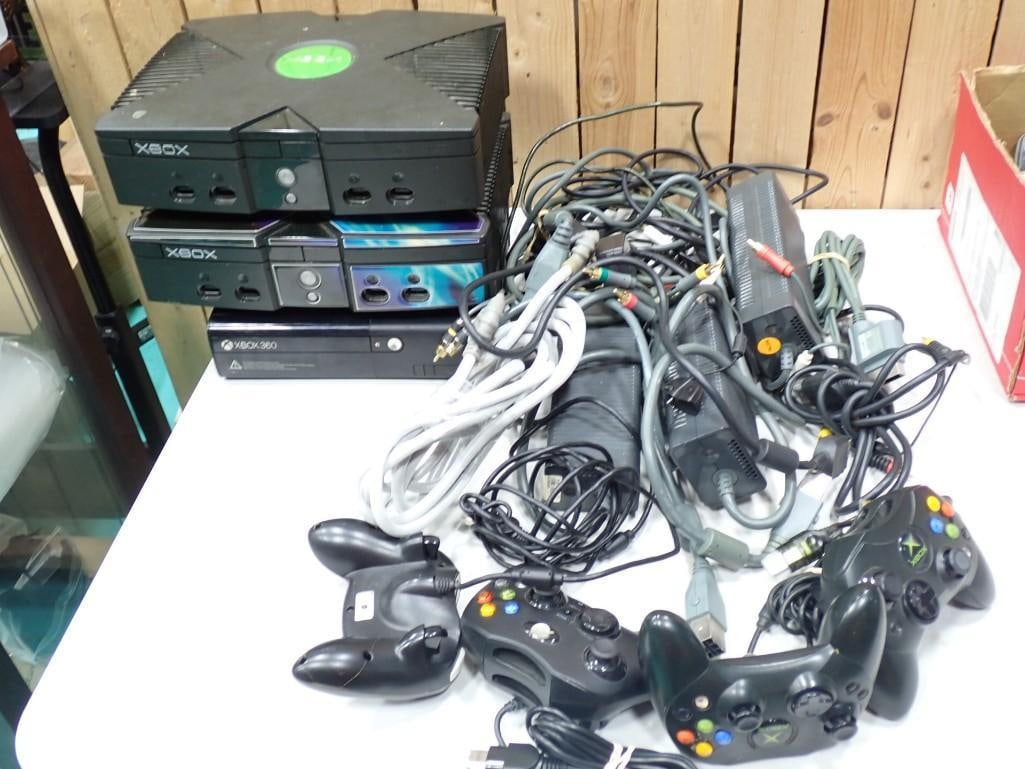 Lot of 3 Xbox Consoles, Controllers, Cords (1 of 9)