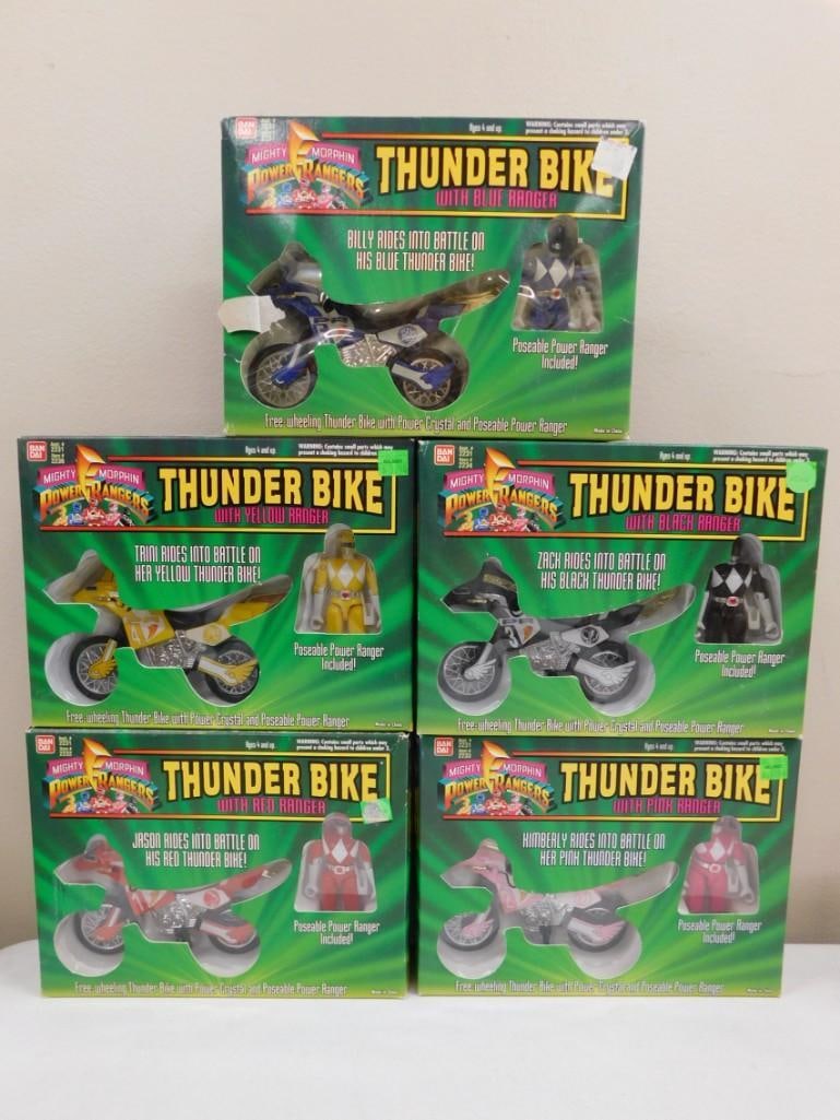 5 Vintage Bandai 2231 Mighty Morphin Power Rangers Thunder Bike with Rangers - New Old Stock 1994 (1 of 8)