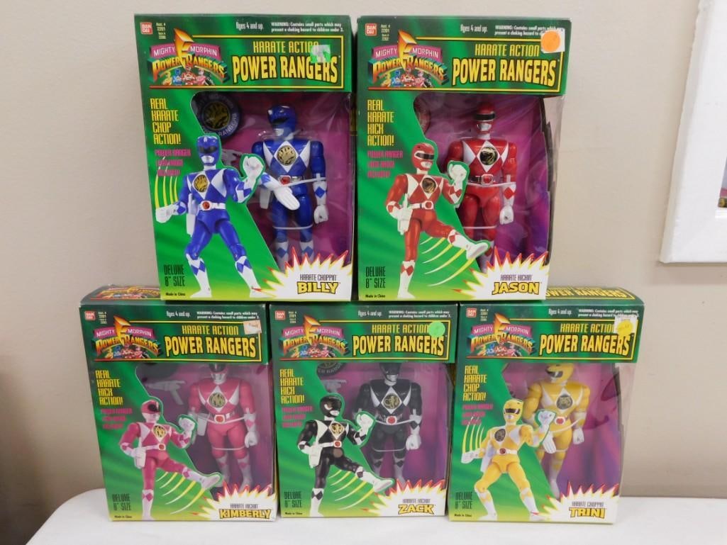 5 Vintage Bandai 2206 Mighty Morphin Power Rangers Karate Action Rangers - New Old Stock 1994 (1 of 6)