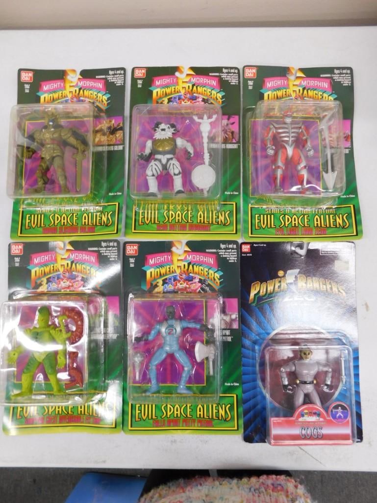 6 Vintage Bandai Mighty Morphin Power Rangers Evil Space Aliens and Zeo Cogs - New Old Stock 1990's (1 of 8)