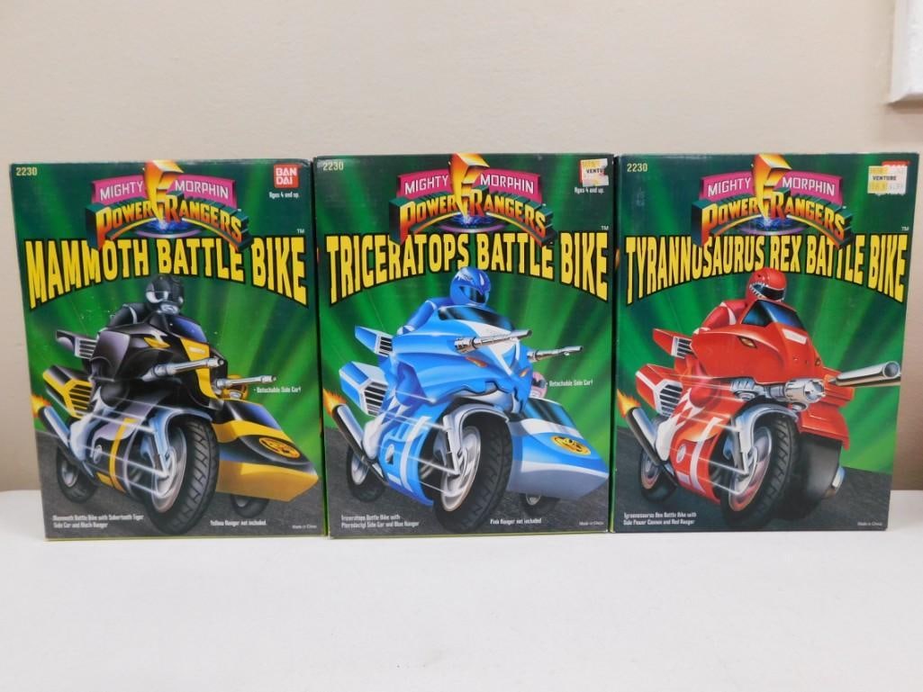 3 Vintage Bandai Mighty Morphin Power Rangers 2230 Battle Bikes New Old Stock 1993 (1 of 4)