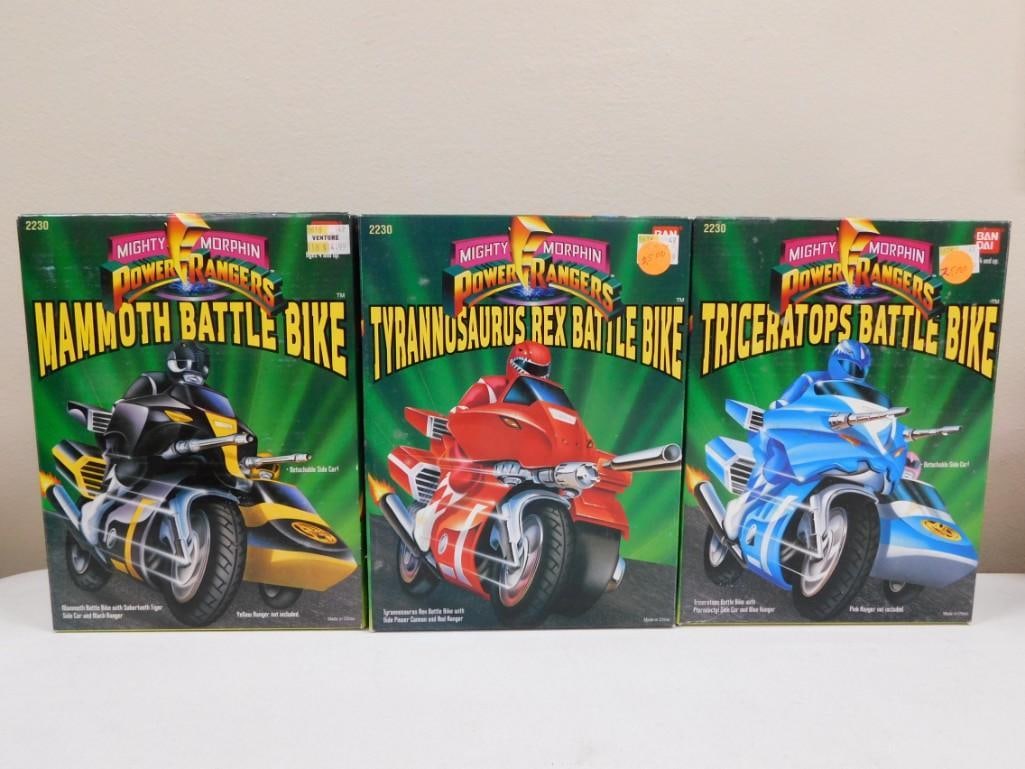 3 Vintage Bandai Mighty Morphin Power Rangers 2230 Battle Bikes New Old Stock 1993 (1 of 4)