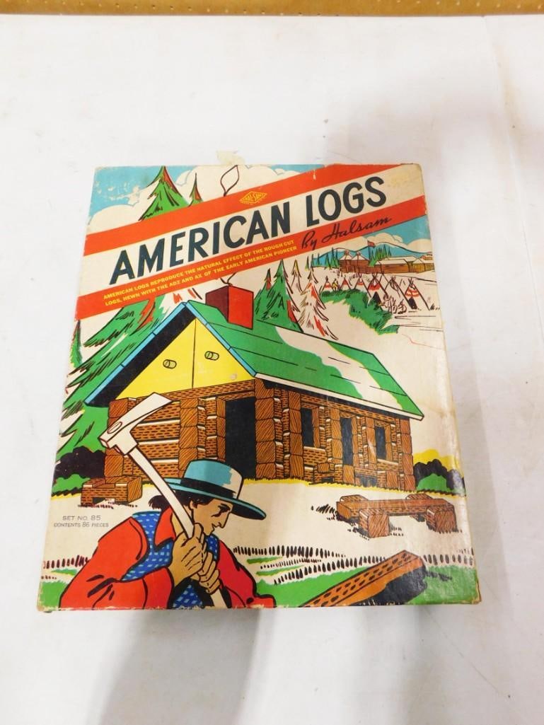 Vintage American Logs by Halsam Toy in Original Box: Vintage American Logs by Halsam Toy in Original Box . Condition: not checked for completeness