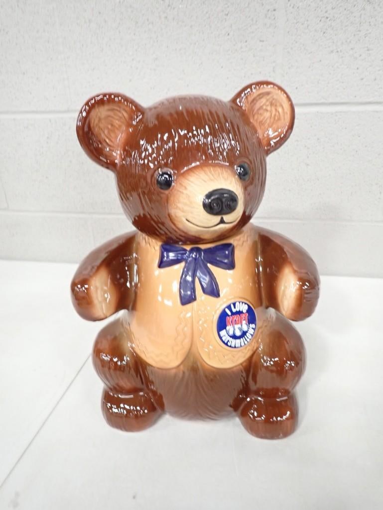 Vintage Kraft Foods Brown Bear Cookie Jar "I love Kraft Marshmallows" from 1982 (1 of 7)