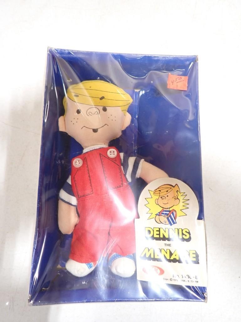 Vintage 1976 Dennis the Menace Doll By Ideal NOS New Old Stock No 1430-8: Vintage 1976 Dennis the Menace Doll By Ideal NOS New Old Stock No 1430-8 . Has some writing on the outside of the box