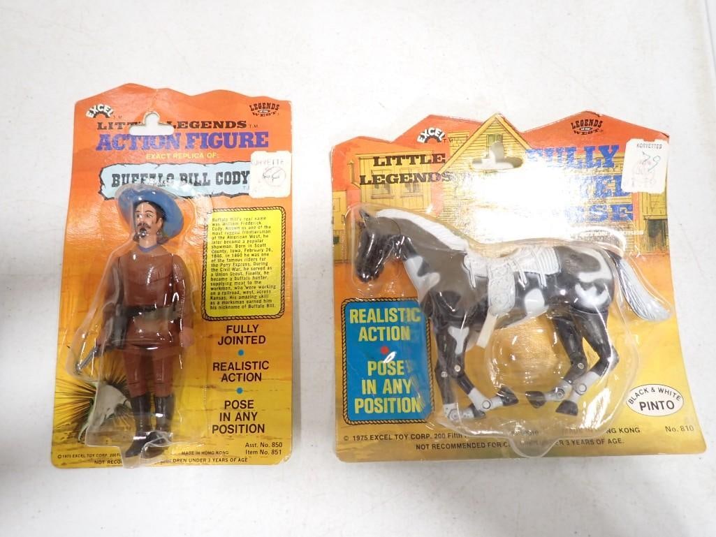 Vintage Legends of the West Little Legends Buffalo Bill Cody and Pinto Horse Action Figures NOS New: Vintage Legends of the West Little Legends Buffalo Bill Cody and Pinto Horse Action Figures NOS New Old Stock