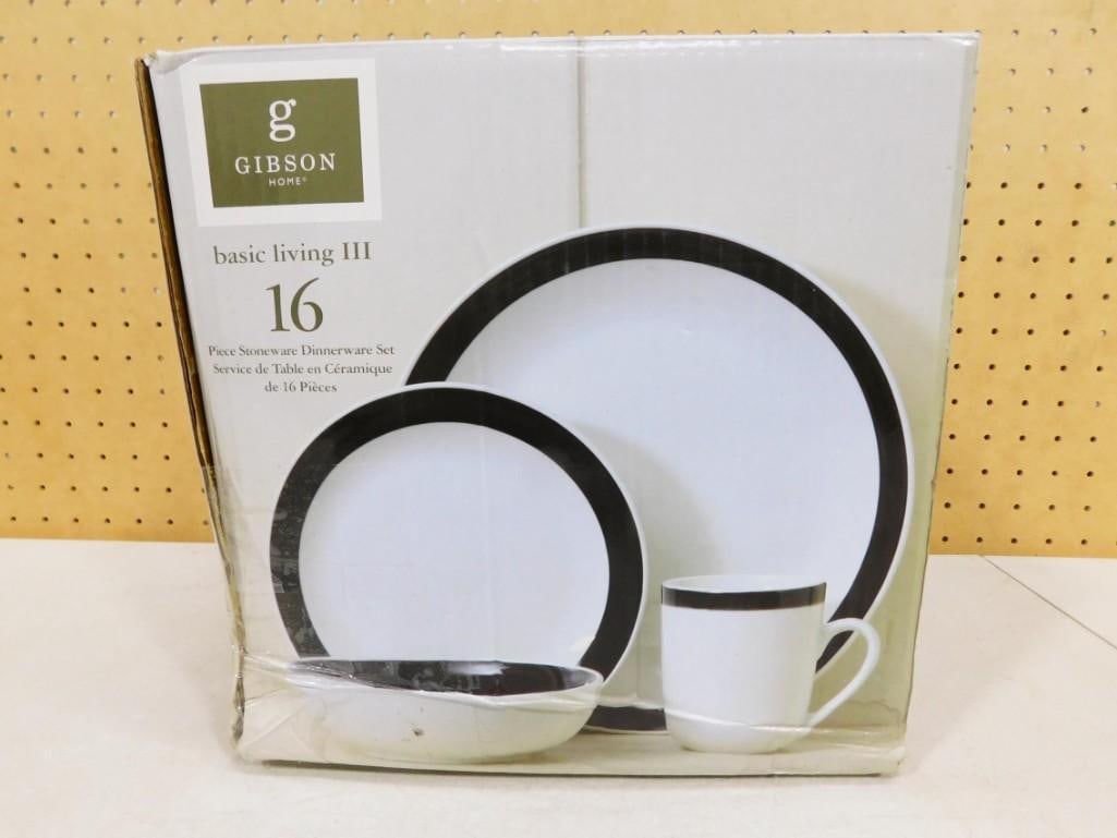 Gibson Home Basic Living III 16 Piece Stoneware Dinnerware Set New in Damaged Box (1 of 9)