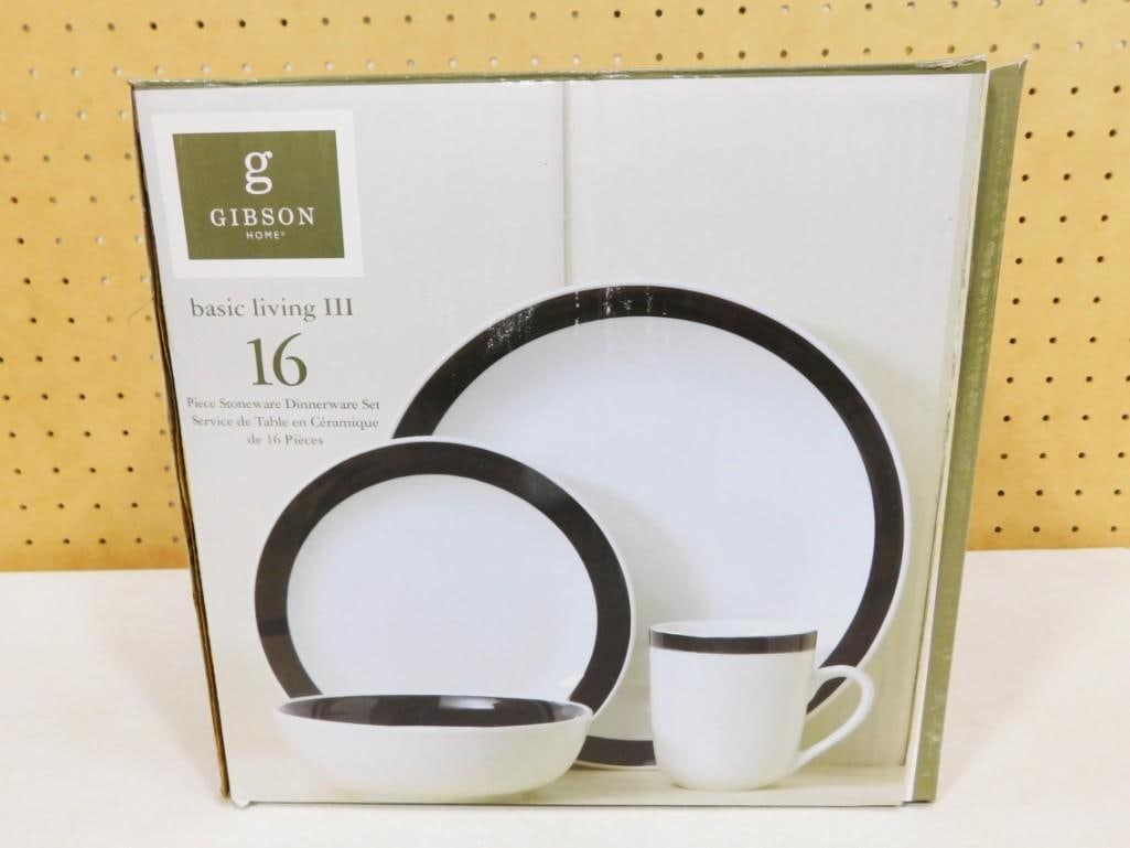 Gibson Home Basic Living III 16 Piece Stoneware Dinnerware Set New in Box (1 of 7)