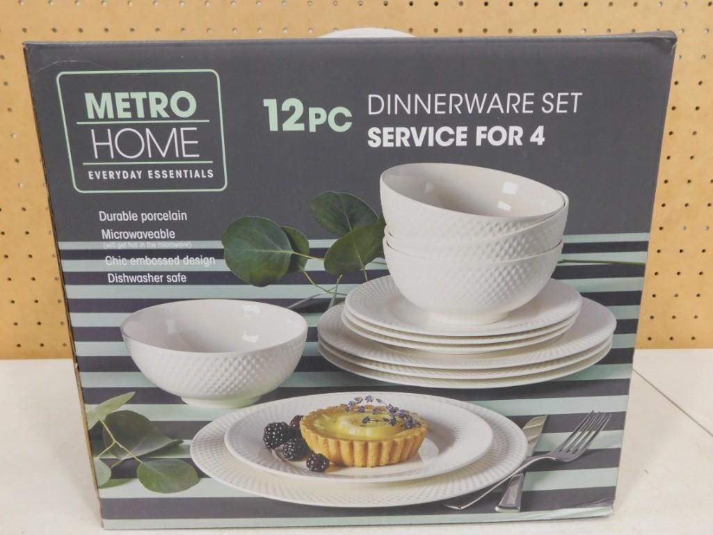 Metro Home 12 px Dinnerware Set Service for 4 New in Box: Metro Home 12 px Dinnerware Set Service for 4 New in Box