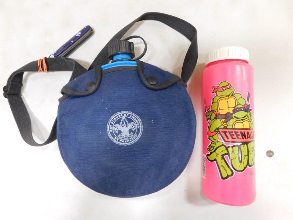 Boy Scouts of America Canteen with Pocket Knife and TMNT Water Bottle (1 of 6)