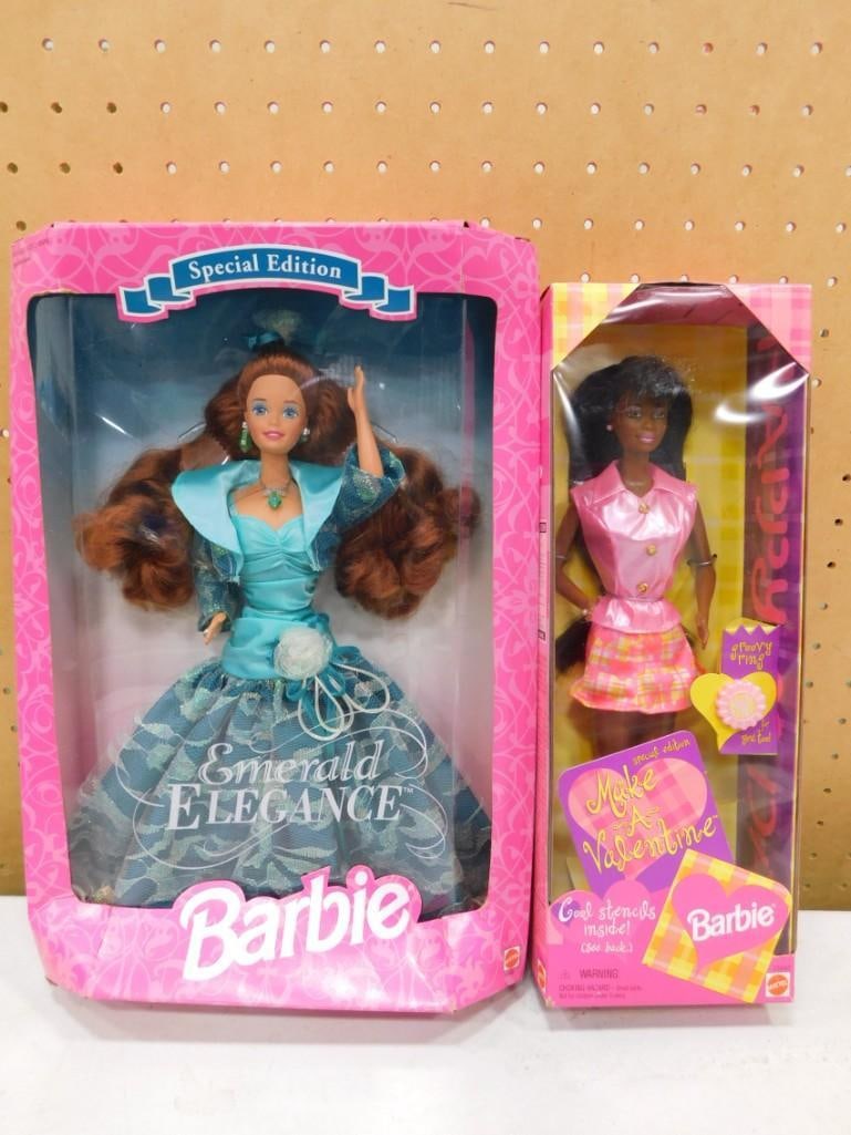 2 Barbies incl Make a Valentine African American Barbie Doll and Emerald Elegance SE Barbie (1 of 4)