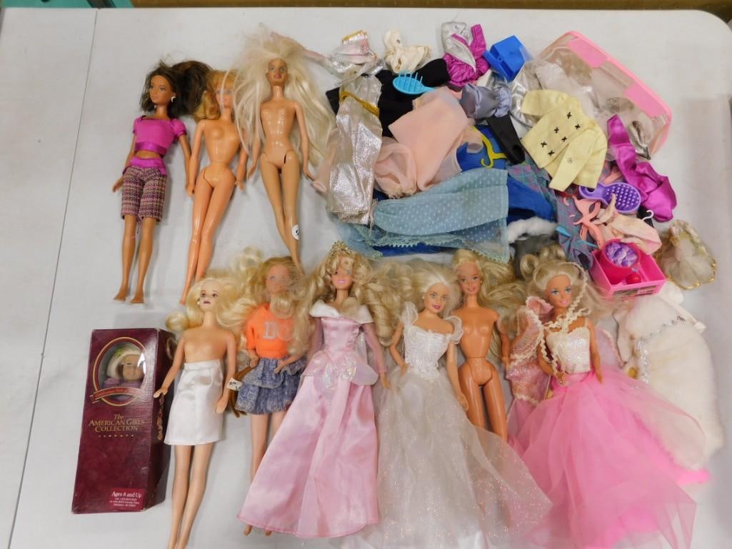 Dolls incl Barbies, Disney Princess, American Girl Nellie 6" Doll, Vtg Barbie Clothes Lot (1 of 7)