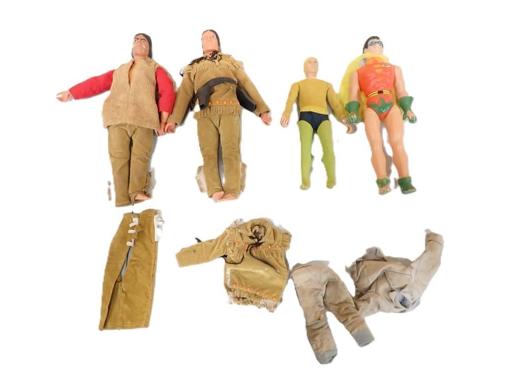 Toy Lot including Mego Aquaman, Robin, Two Gabriel Lone Ranger Tontos: Toy Lot including Mego Aquaman, Robin, Two Gabriel Lone Ranger Tontos