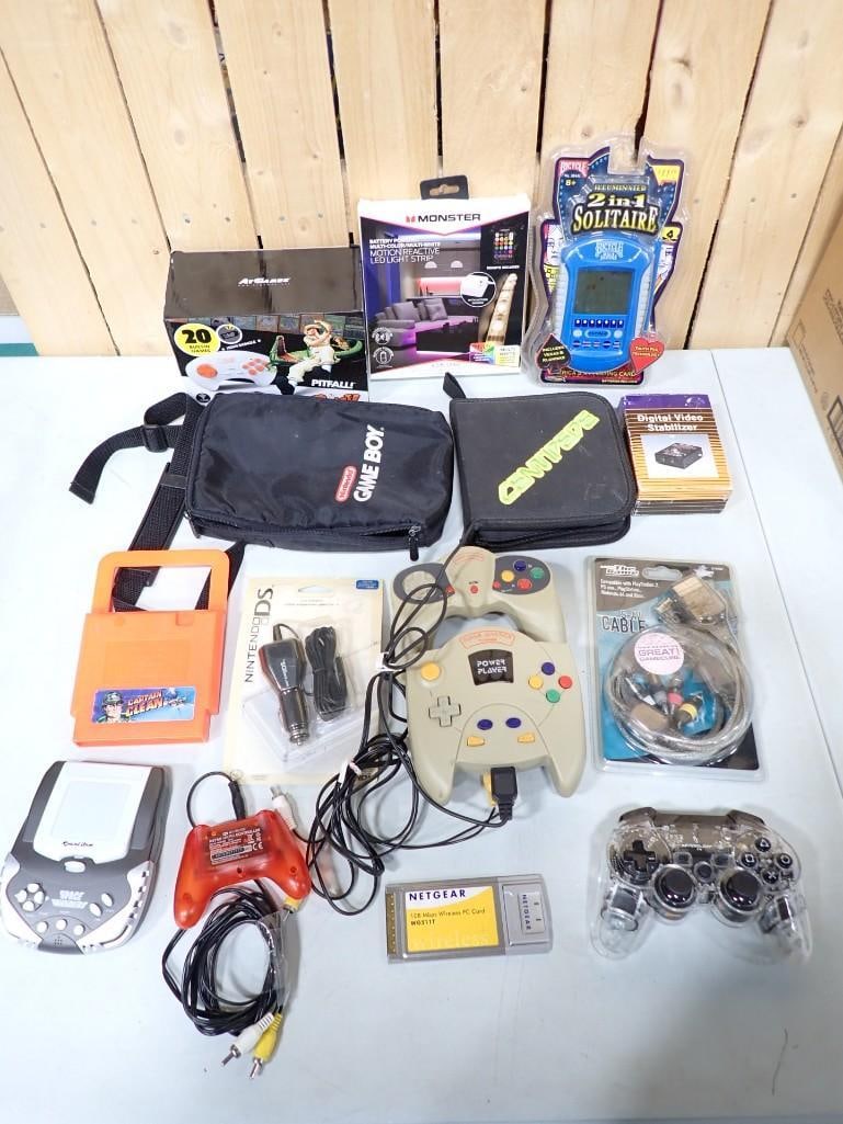 Video Game Lot etc. Including 20 in 1 games, Bicycle Solitaire, Space Invaders, Controllers, Cables, (1 of 11)