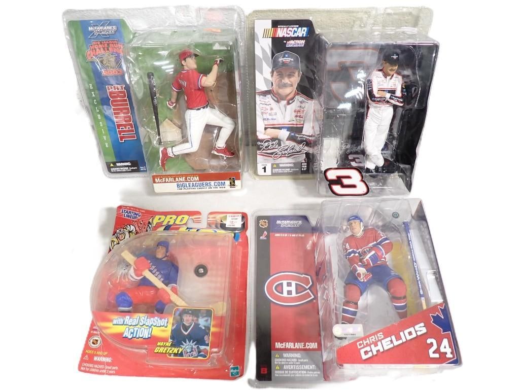 New in Package Sports Figurines including Dale Earnhardt, MacFarlane Pat Burrel, Starting Lineup: New in Package Sports Figurines including Dale Earnhardt, MacFarlane Pat Burrel, Starting Lineup Wayne Gretzky, Chris Chelios
