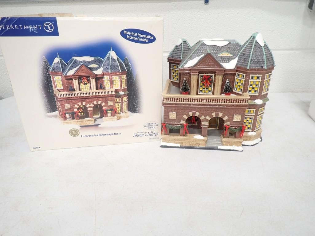 Department 56 Richardsonian Romanesque House Original Snow Village American Heritage Series 56.55362: Department 56 Richardsonian Romanesque House Original Snow Village American Heritage Series 56.55362 with original Box - Cardboard part of the box is very damaged