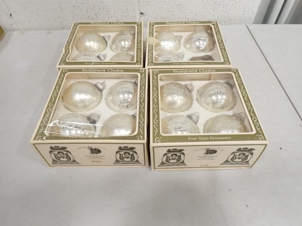 Lot of Glass Christmas Ornaments in original boxes: Lot of Glass Christmas Ornaments in original boxes